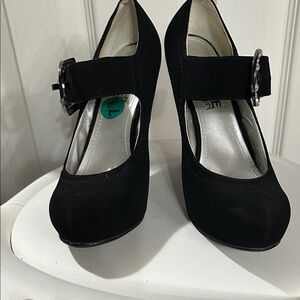 Madeline Black Mary Jane Heels with Buckle
